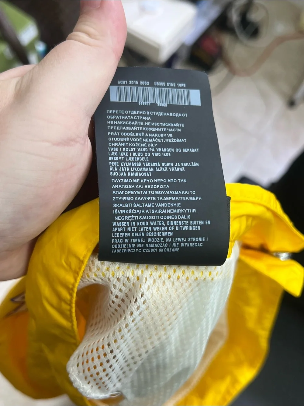 Prada Men’s Yellow Swim Trunks with Purple Lightning Motif